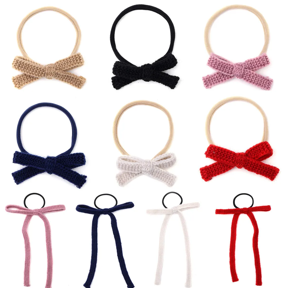 001F Wool Knit Hair Bows Cute Hairpins Girls  Hair headband Barrettes Solid Clip Kids Headwear Fashion Hair Accessories