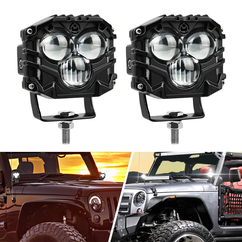 3Inch Three-Eye 30W Spotlight Led Driving Work Light for Wrangler Jl/jt 2018-2025 for Truck Suv Utv Jeep 4X4 Vehicle for Toyota