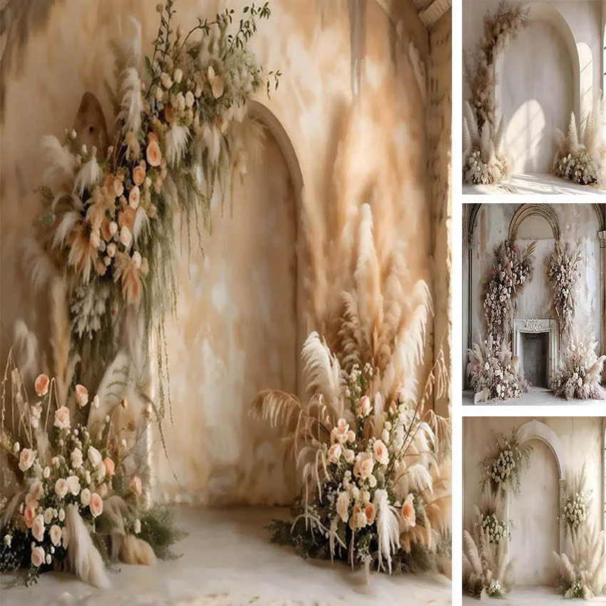 

Mehofond Photography Background Boho Floral White Room Arch Adult Birthday Wedding Maternity Portrait Decor Backdrop Photo Studi