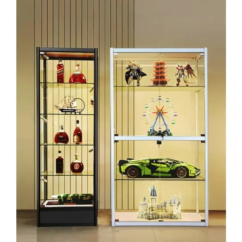 Figure display cabinet Glass Customized transparent model Storage Cosmetics gift cabinet