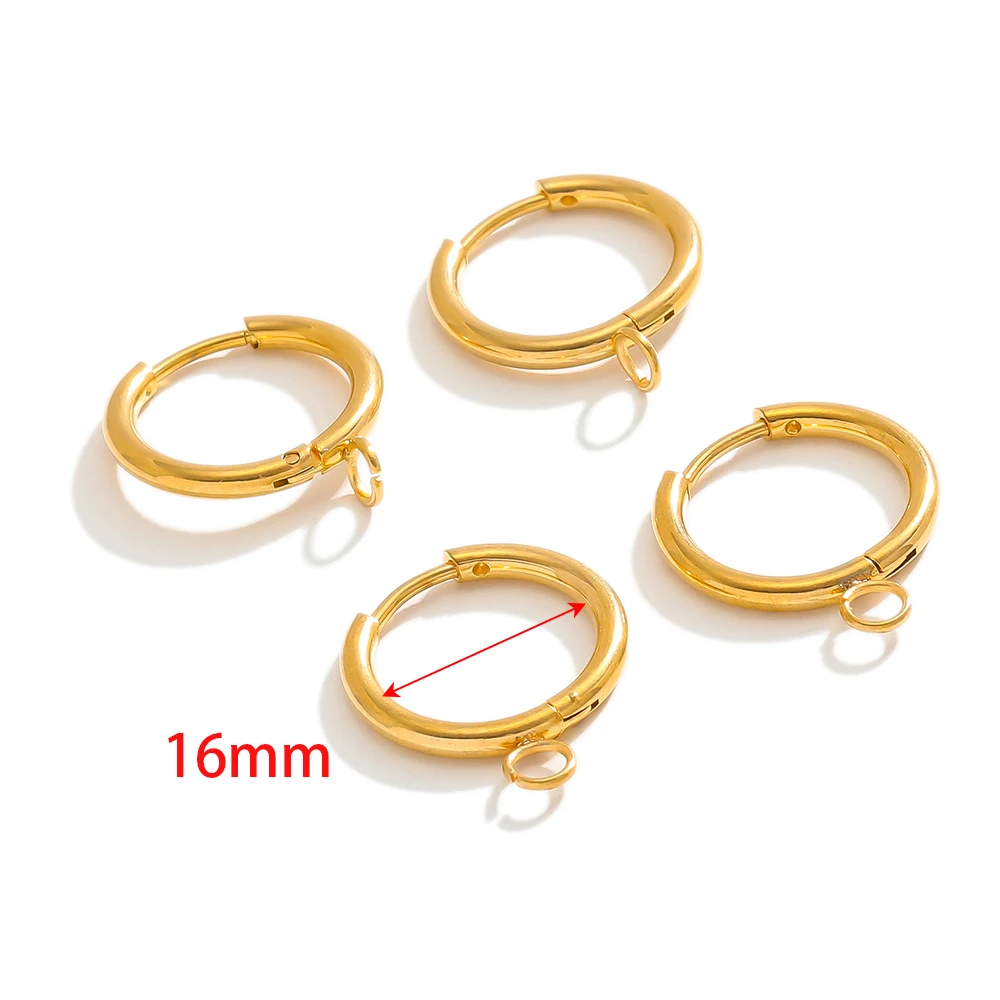 10pcs Stainless Steel Gold Color Plated Huggie Earrings Hooks with Loop Ear Post Jump Ring for DIY Jewelry Making Findings