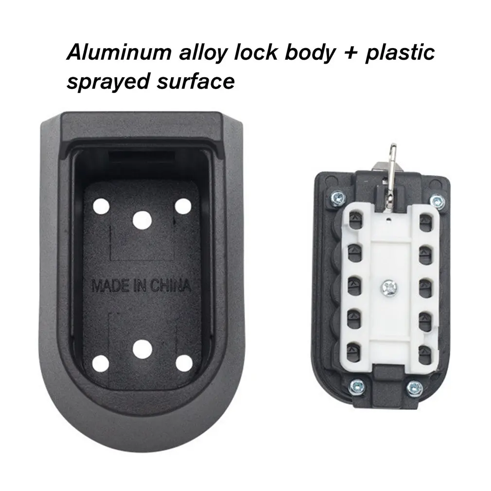 New Wall Mounted Outdoor Key Storage Lock Box 10 Digit Push-Button Combination Password Key Safe Box Resettable Code Key Holder