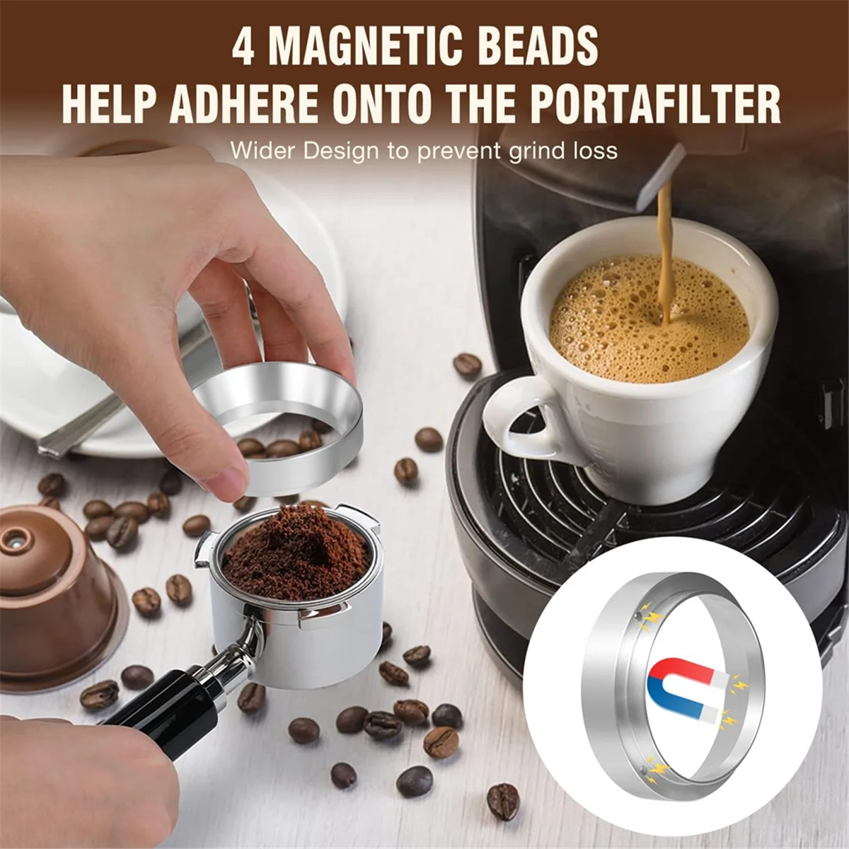 Espresso Tamper Set for 58 mm Porta Filter, Coffee Tamper Adjustable Coffee Distributor and Tamper Dosing Puck Strainer