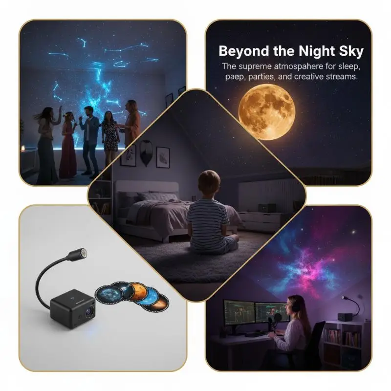 Starry Sky Projection Night Light LED Galaxy Projector Lamp Eye-protective for Baby Nursery Bedroom Relaxation Decor