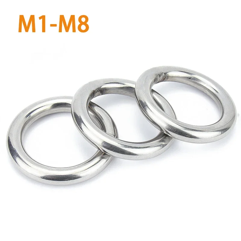 Heavy Duty Welded Round Rings Smooth Solid O Ring 304 Stainless Steel For Rigging Marine Boat Hammock Yoga Hanging Ring M3-M8