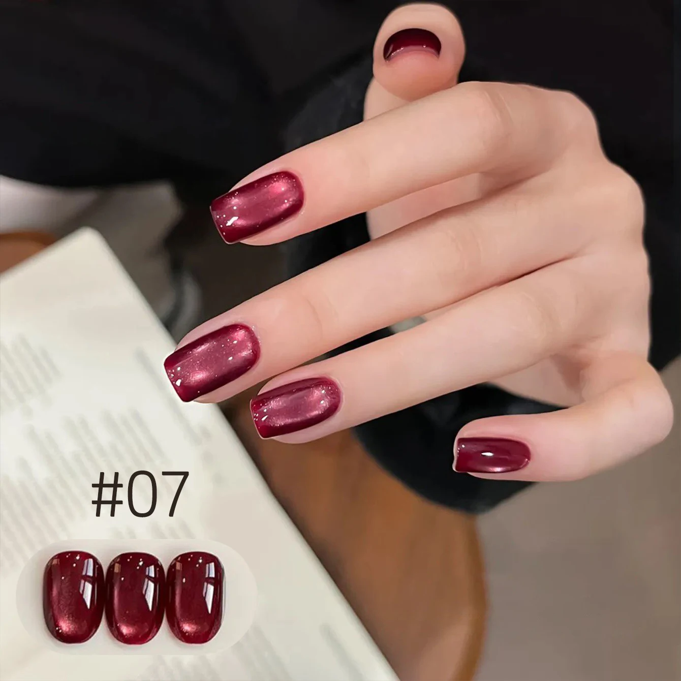MIANEL 10ML Lucky Red Cat Eye Magnetic Gel Nail Polish 2026 New Wine Red Glass Beads Nail Polish Nail Art New Year Nails 1-8pcs view 6