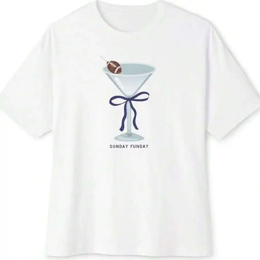 

Sunday Funday Martini Glass Football Graphic T-Shirt For Adults