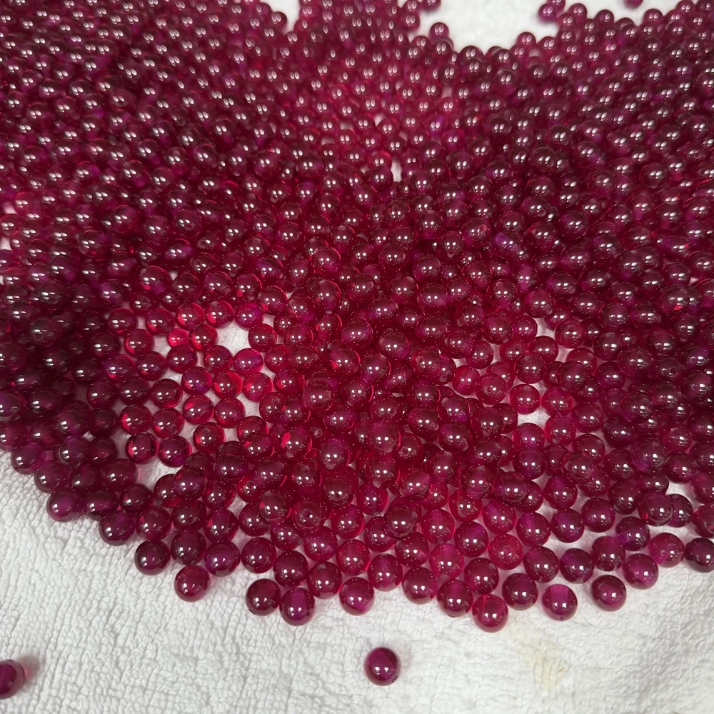 100Pcs 8mm Synthetic Red Corundum Round Beads Full Drilled Hole Ruby Beads for Jewelry Bracelet Making