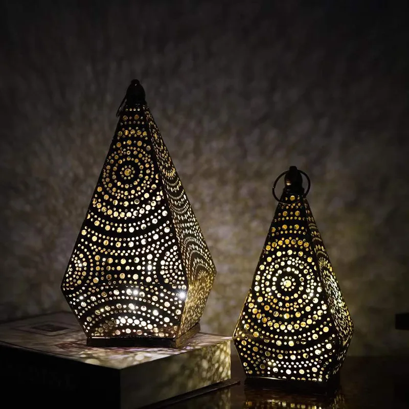 LED hollow metal decoration geometric home furniture wrought iron decorative ornament creative products