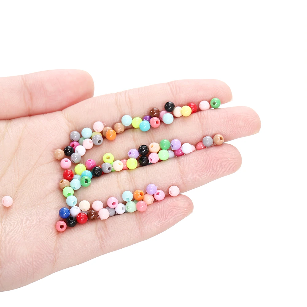 10g/Lot 4mm Colorful Acrylic Beads Round Shape Loose Spacer Beads for DIY Charms Necklace Bracelet Jewelry Making Accessories