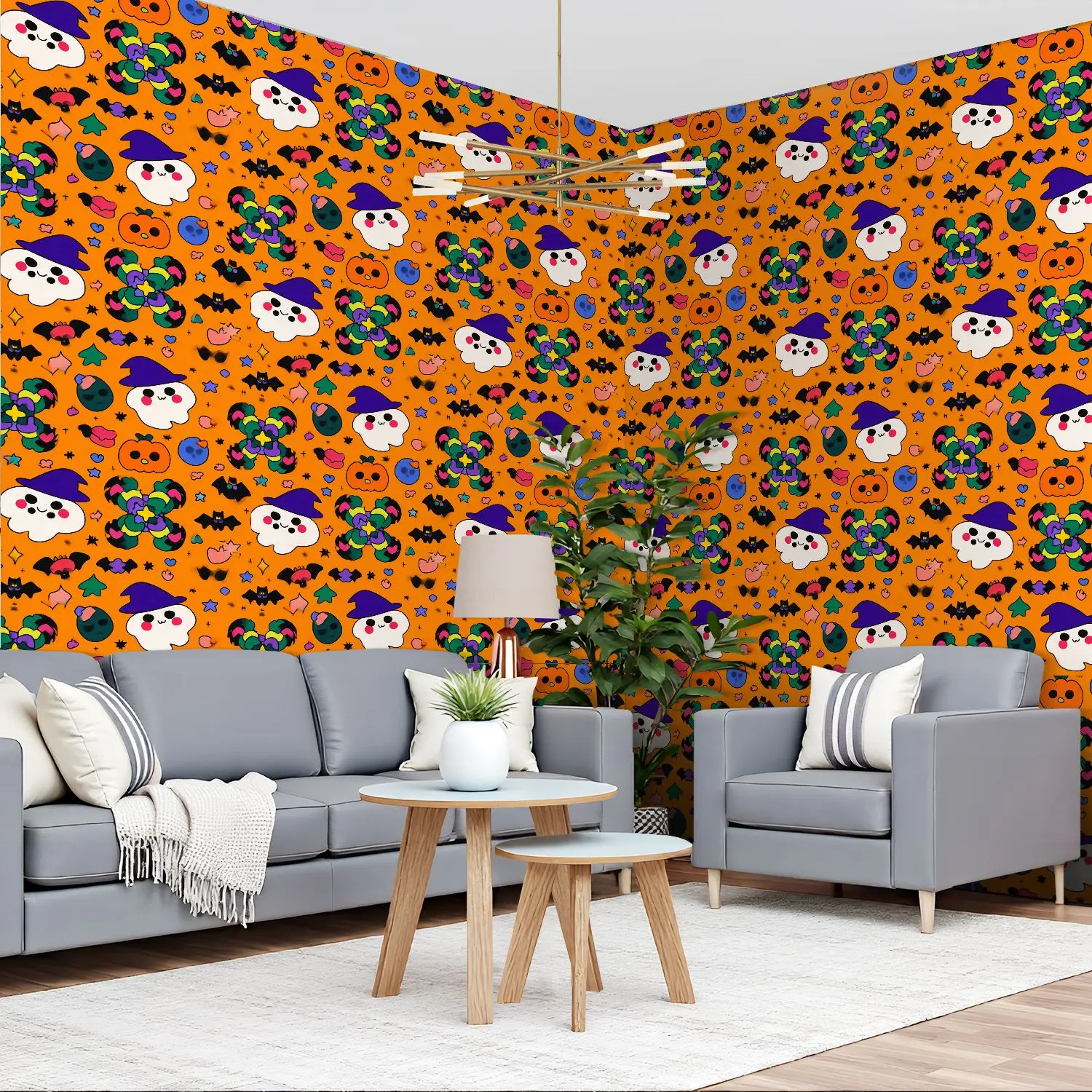 

Хэллоуин абстрактные геометрические обои 22,83 "X 118" водонепроницаемые обои для гостиной/спальни/ванной комнаты ПВХ стикер на стену