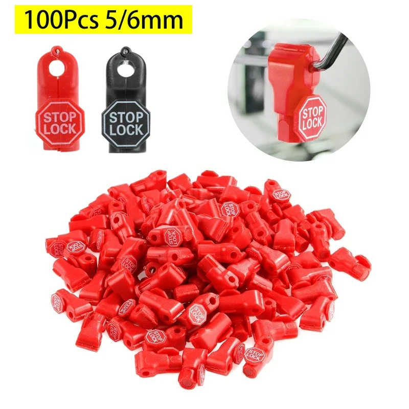 

100PCS 5mm/6mm Peg Hook Locks Plastic Red Stop Locks Security Pegboard Store Supermarket Convenience Lock Anti-theft Hook Black