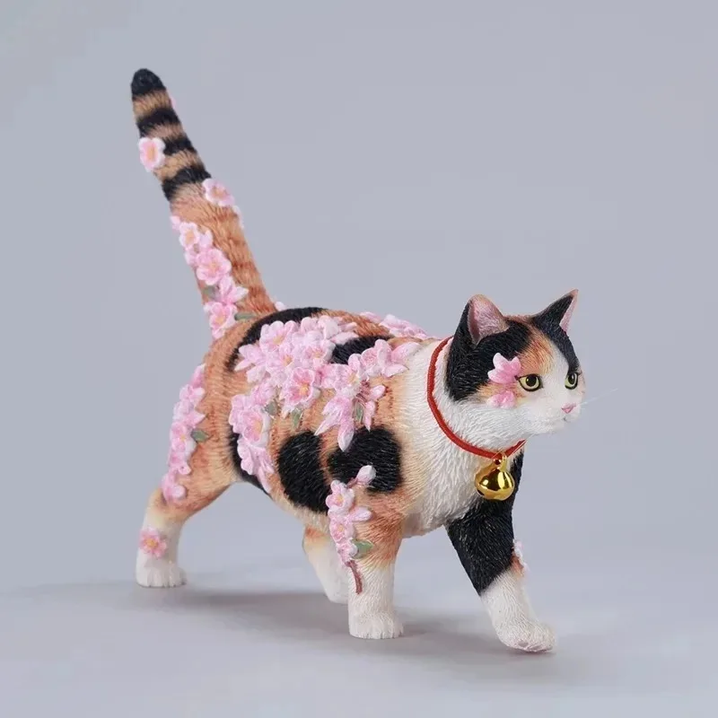 사전 판매 JXK 1/6 스케일 귀여운 애완동물 벚꽃 고양이 레진 수제 장난감 시뮬레이션 동물 모델 데스크탑 장식품