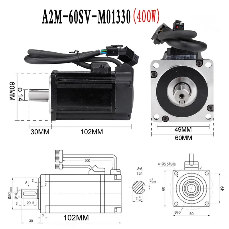 Imagem -06 - Servo Motor Driver Kit Flange Match Codificador Magnético 17bit m m 10m Encoder Cabo para Cnc 400w 600w 750w 1kw 60 80 Milímetros ac