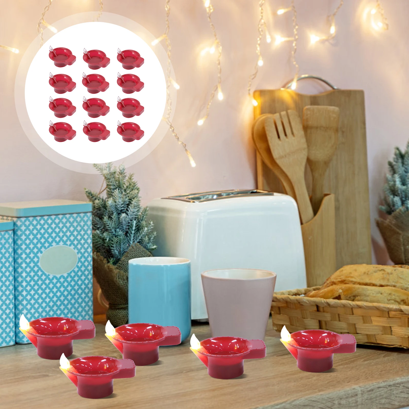 

12 Pcs Waterproof Light Decorative Candles LED Floating Pool Lights Temple Plastic