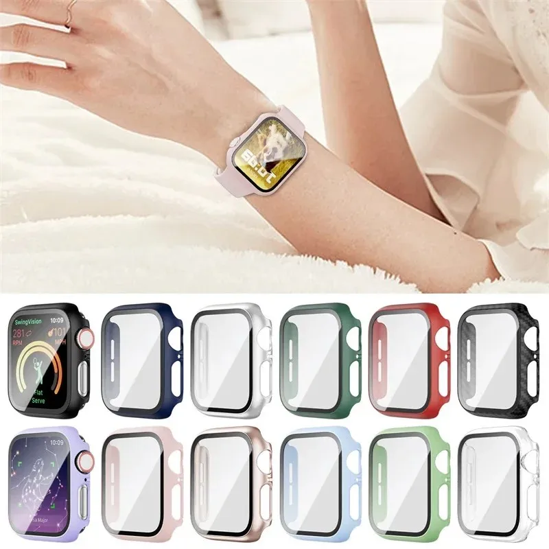 

360 Cover for Apple Watch Case 45mm 41mm 44mm 40mm 42mm 38mm Bumper Screen Protector+Glass for Iwatch Series 8 7 6 5 4 3 2 1 SE