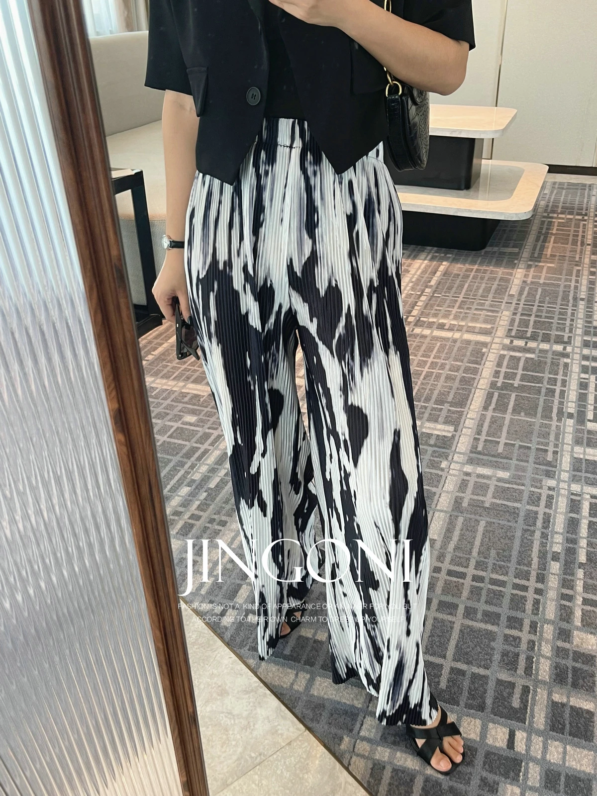 Floral Wide Leg Long Pants Y2k Woman Clothing 2024 Summer Korean Fashion Style New Elegant Vintage Trousers High Waist Folds