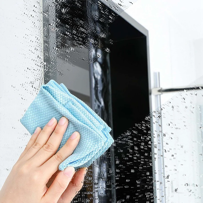 5Pieces Fish Scale Rags Super Absorbents Microfiber Polishing Cleaning Cloths Reusable Glass Wiping Rags 30X40cm