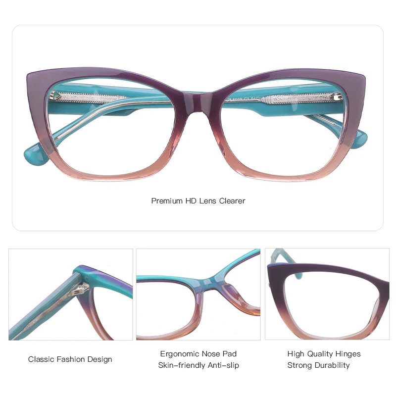 BLUEMOKY Occhiali da vista a farfalla fatti a mano in acetato per donna Occhiali fotocromatici Miopia/Occhiali progressivi