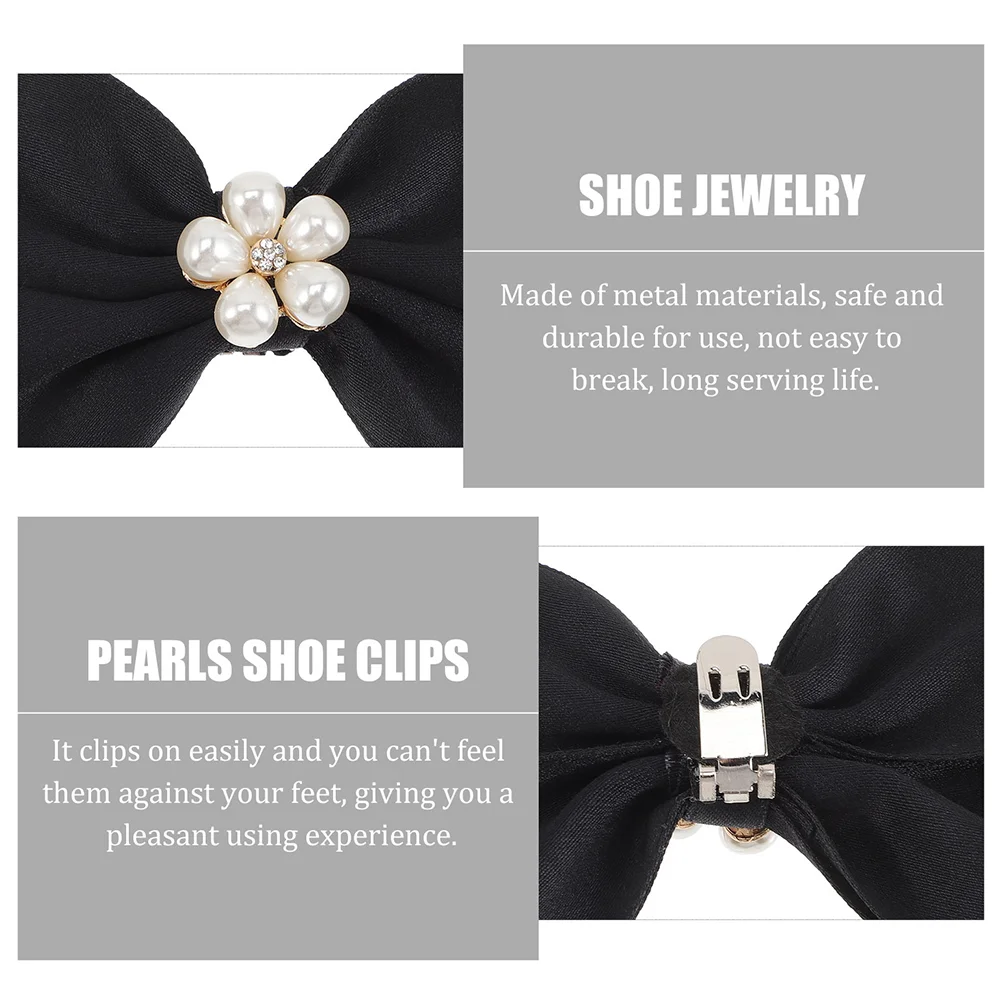 2 Pairs Remove The Bow Shoe Clip Hair DIY Ornaments Wedding Bridal Buckle White Prom Heels Shoes Clips Decor Bride