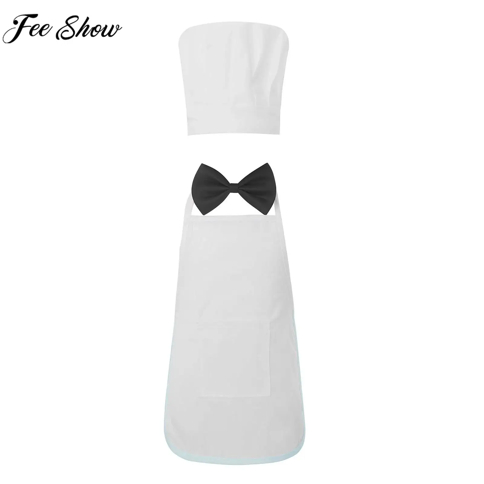 Infant Boys Girls Chef Cosplay Costume Baby Chef Photography Props White Apron with Hat Bow Tie for Halloween Baptism Birthday