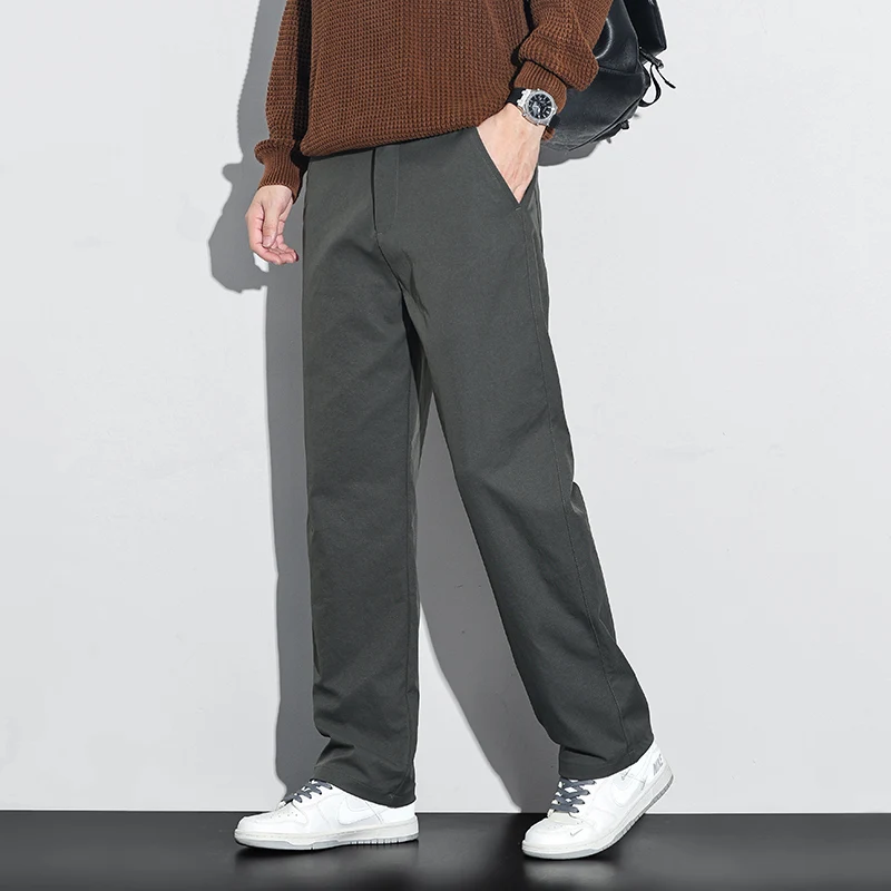 Men's Polyester Slim Fit Straight Leg Pants 2025 Autumn Winter Trendy Versatile Casual Long Pants Plus Size 38
