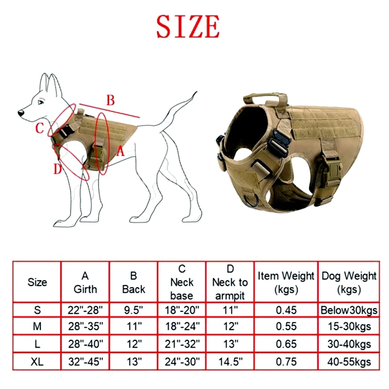 Pet K9 Tactical Military Vest German Shepherd Golden Retriever Tactical Training Dog Harness and Leash Set For All Breeds Dogs