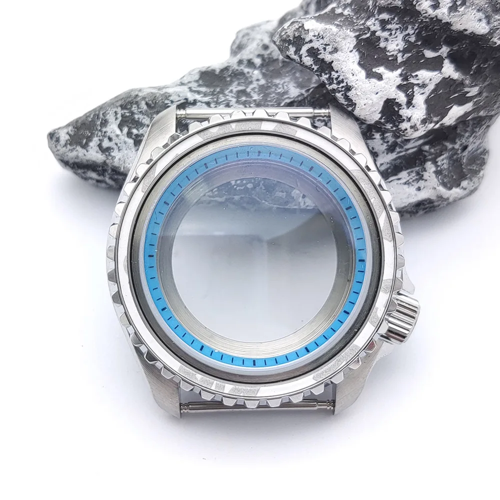 42mm Silvery 007 NH35 Watch Case Sapphire Glass Fits NH35 NH36 Movement Transparent Back Cover 28.5mm Dial