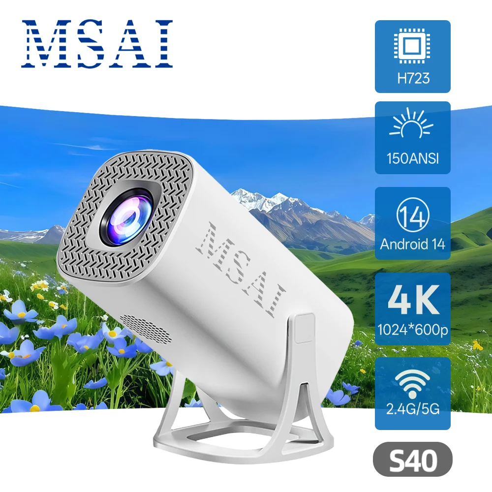 s40-android-14プロジェクター-h723クアッドコアチップ-150-ansiルーメン-1024x600pネイティブhd-4kデコード-wifi6-bt50-4点キーストーン補正-40-120インチ
