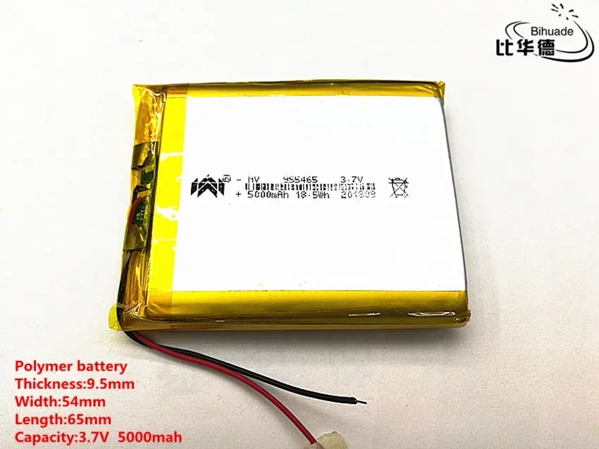 955465 955565 3.7V 5000mAH Rechargeable Lithium Polymer Battery Li-Po  for Tablet Power Bank Hand Warmers PH 2.0mm 2pin Plug