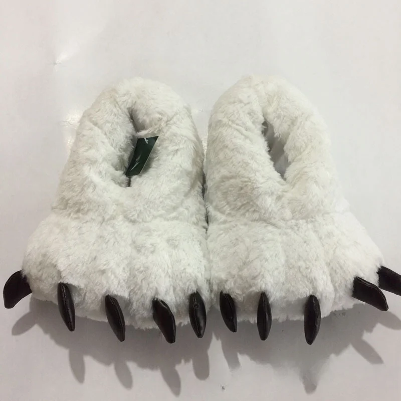 Winter Cartoon Monster Paw Cotton Shoes Home Plush Warm Boots for Men and Women Fashion Trend Tiger Leopard Shoes Flats Slippers