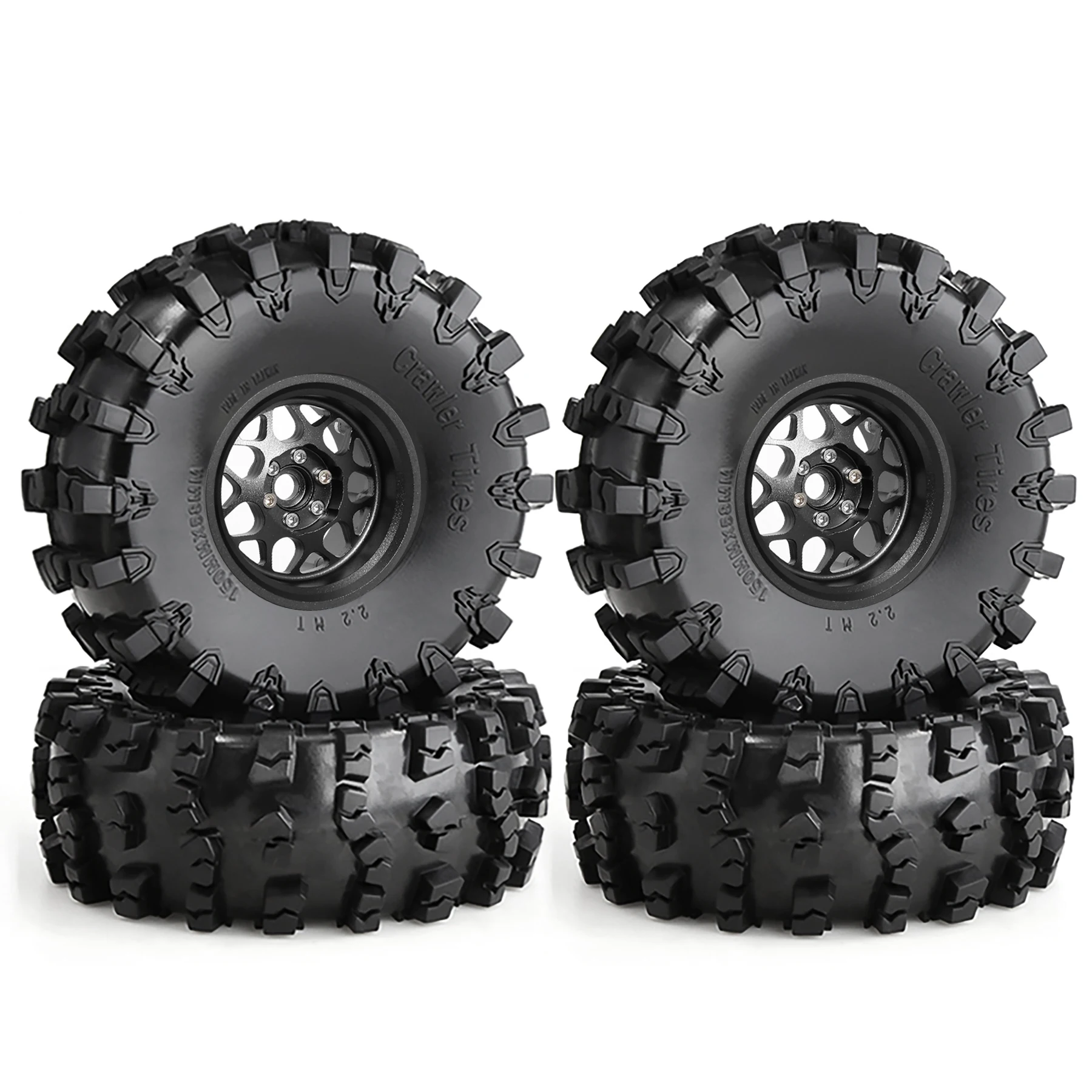 1/10RC Crawler 4Pcs 150mm OD 2.2 Metal Beadlock Wheels Tires Compatible With Axial SCX10 Pro Wraith Capra TRX4 Hobby Spare Parts