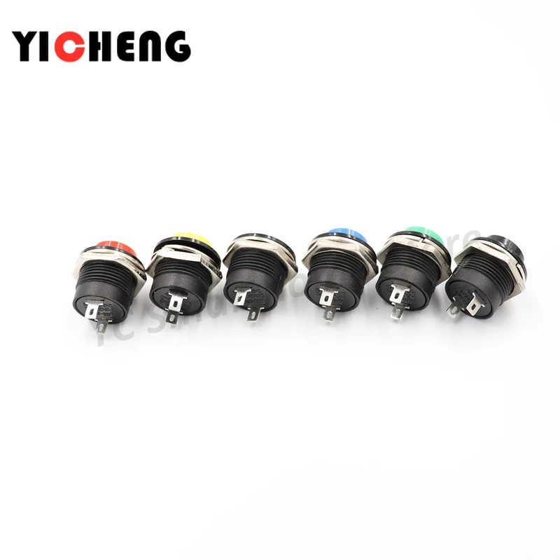 6 pcs Momentaneo SPST NO Protezione Rotonda Push Button Switch AC 6A/125V 3A/250V 6 colore R13-507 momentaneo push button