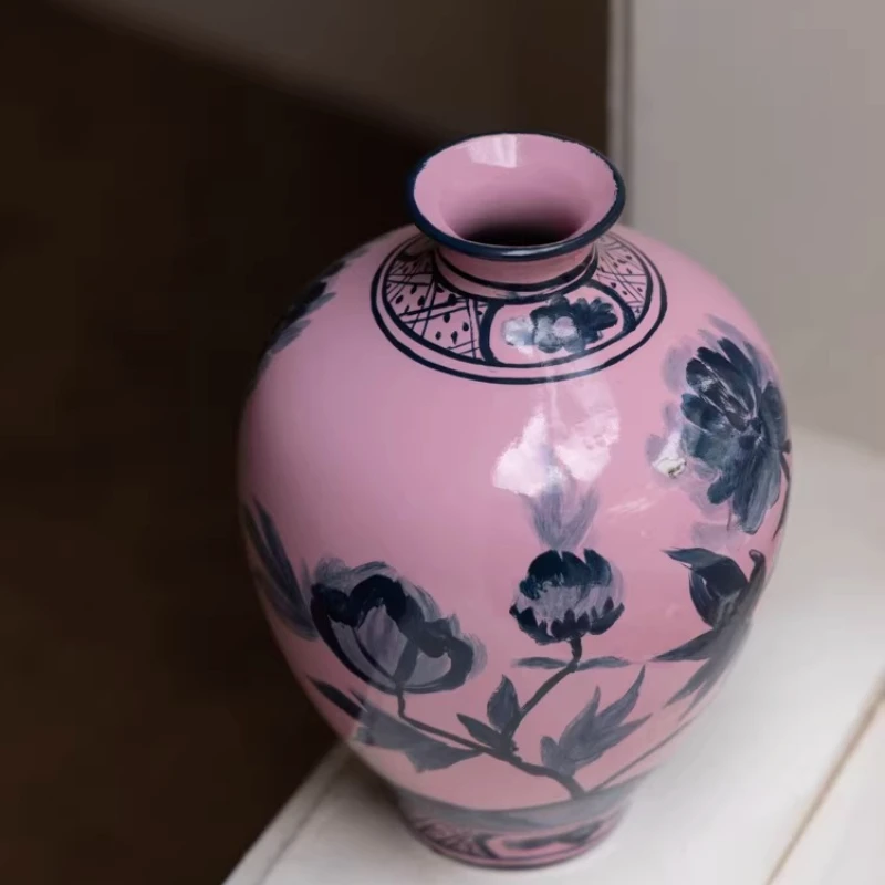 

Новая керамическая ваза в китайском стиле, ручная роспись, винтажный декор для дома и офиса, украшение для прихожей, подставка для цветов