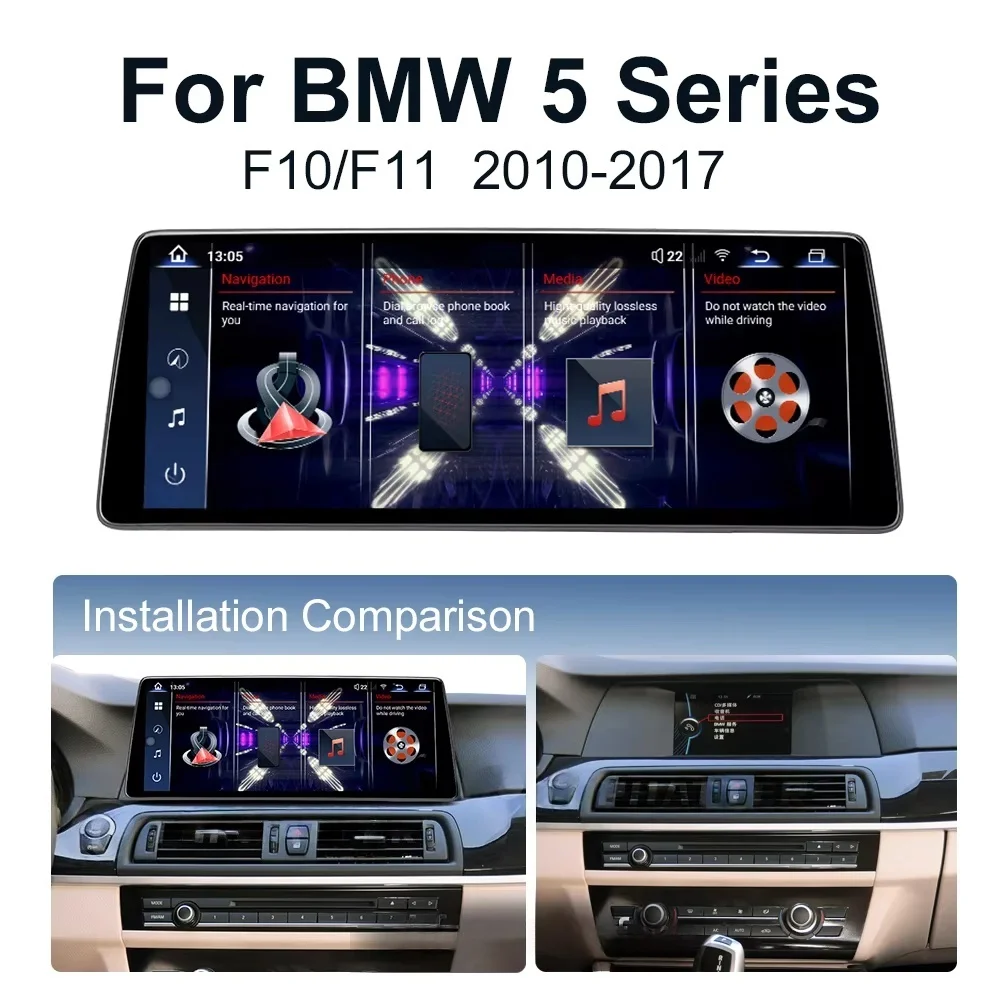 

R 12,8 2K 2,5D Автомобильный радиоприемник для BMW 5 серии F10 F11 Экран CarPlay Android Авто Мультимедийный плеер Navi Дисплей Головное устройство 360 аудио