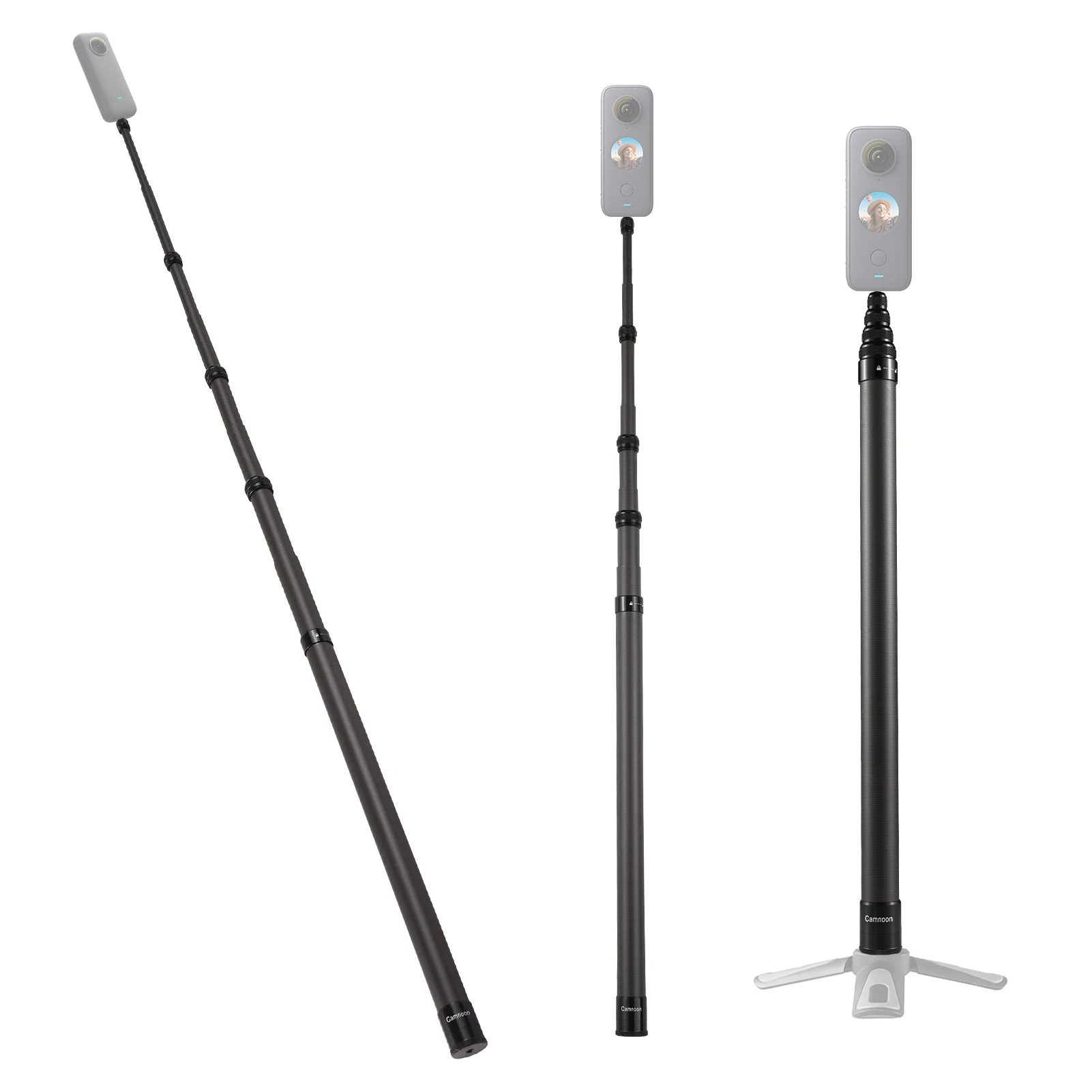 Camnoon 3 Meters/118 Inches Portable Selfie Stick Telescoping Selfie Stand Carbon Fiber 4 Sections w/ 1/4in Screw Selfie Stick