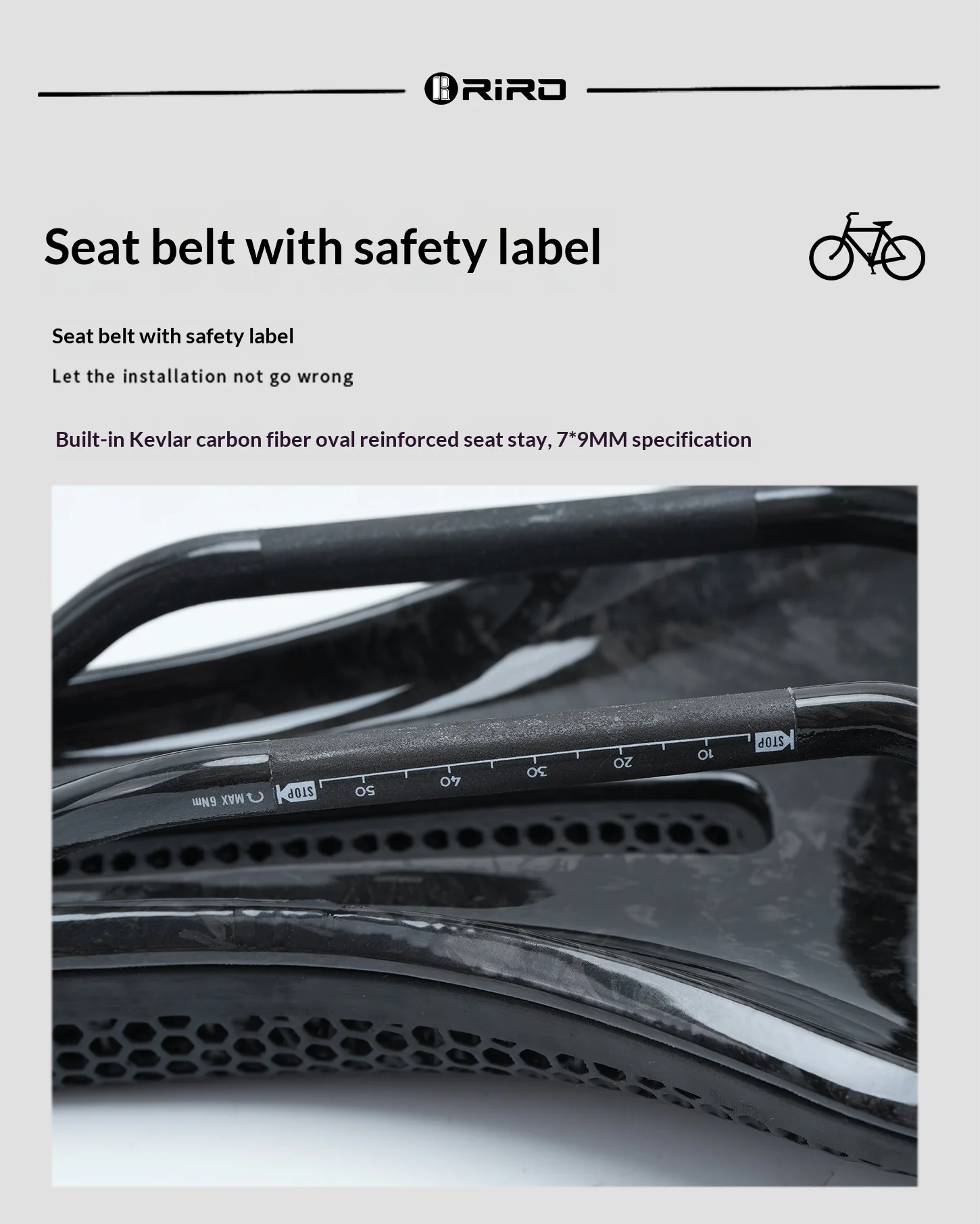 RIRO Carbonfaser 3D-gedruckter Fahrradsattel, hohl, TT Triathlon Fahrradsitz, ultraleicht, Carbon-Schienen, ergonomisch, atmungsaktiv, Rennradteile – Detail 9