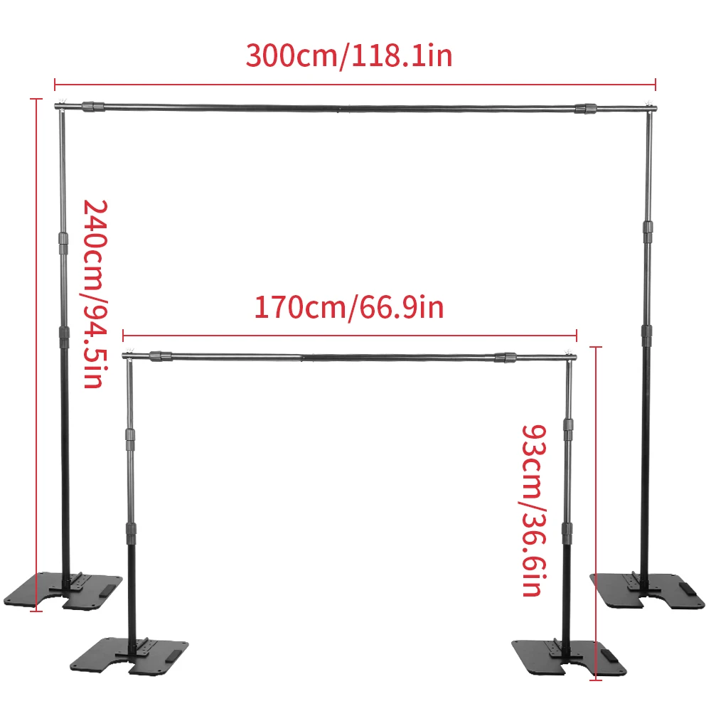 SH 2.4X3M Heavy Duty Background Stand Frame  Heavy Outdoor Heavy Wall Stable Photography Studio Background Party Wedding