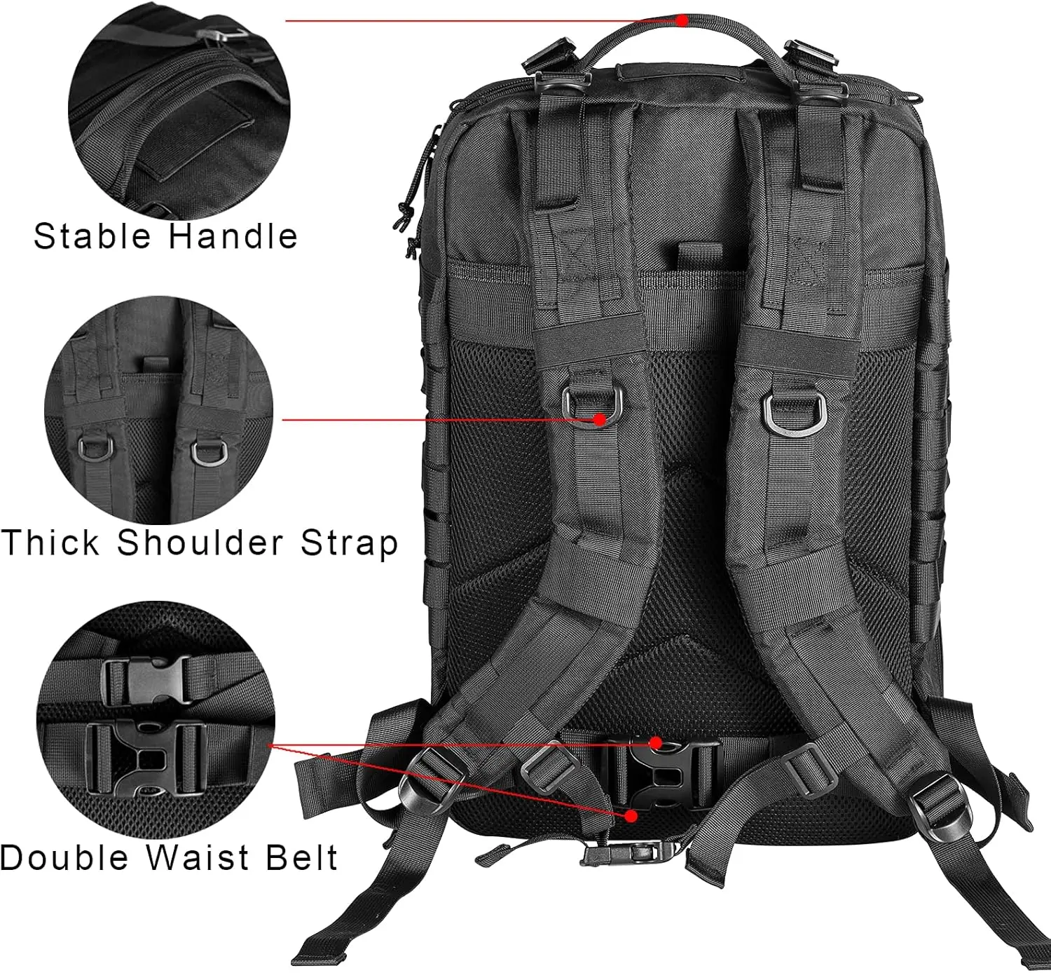Military Tactical Backpack - Large Army 3 Day Assault Pack Molle Bag Rucksack,40L