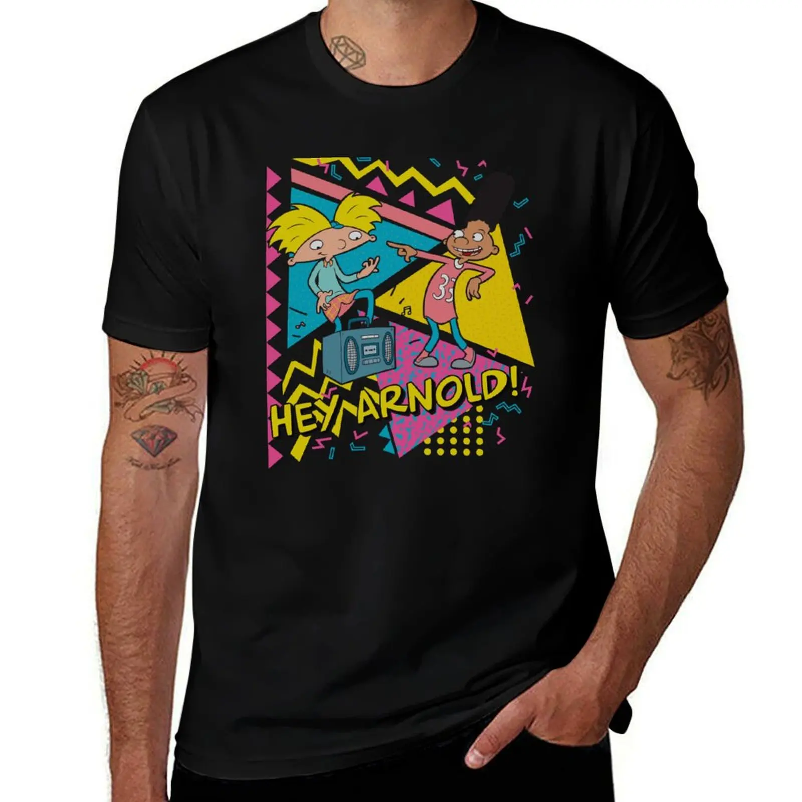 Hey Arnold! Gerald Best Friends Boombox T-Shirt Lightweight Cooling Short Sleeve Tee T-Shirt