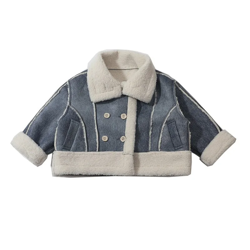 معطف الفتيات الفراء 2025 نمط جديد مع إضافة المخملية وسميكة للأطفال النسخة الكورية شتاء دافئ البنطال القصير #3