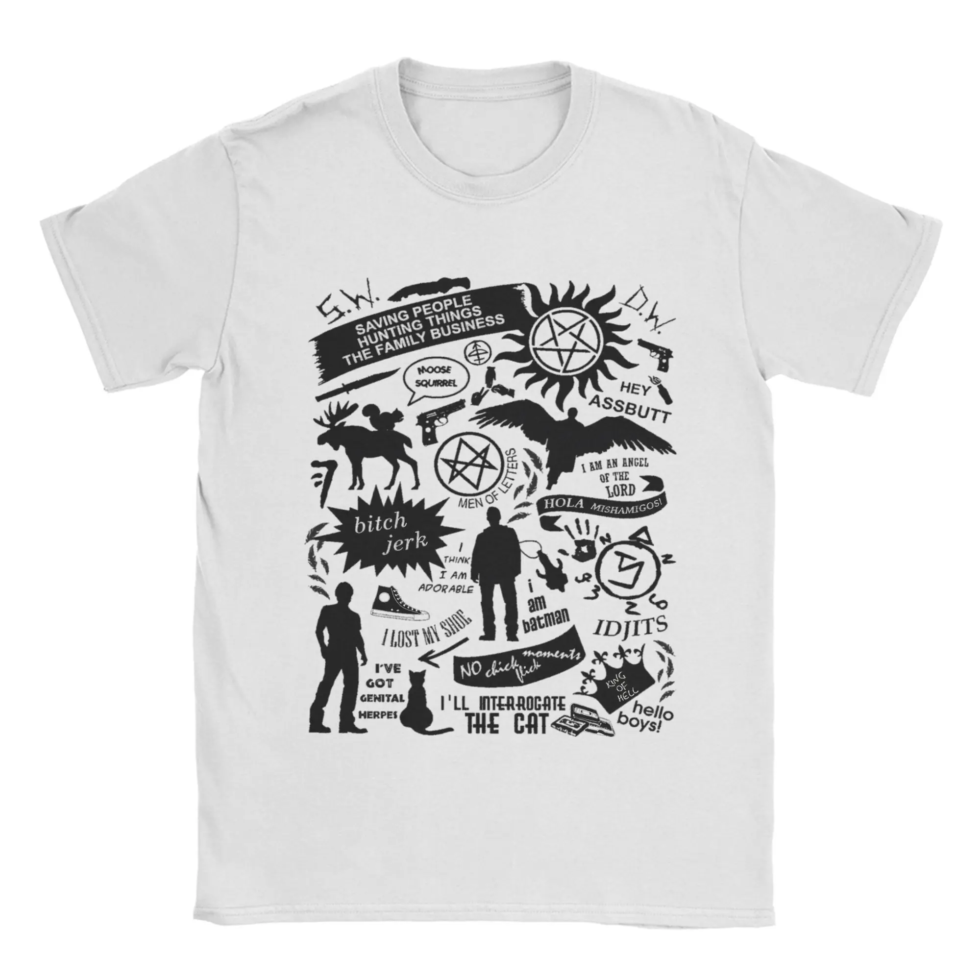 

Vintage Hot TV Supernatural T-Shirts Men Crew Neck Cotton T Shirts Short Sleeve Tee Shirt 4XL 5XL Tops