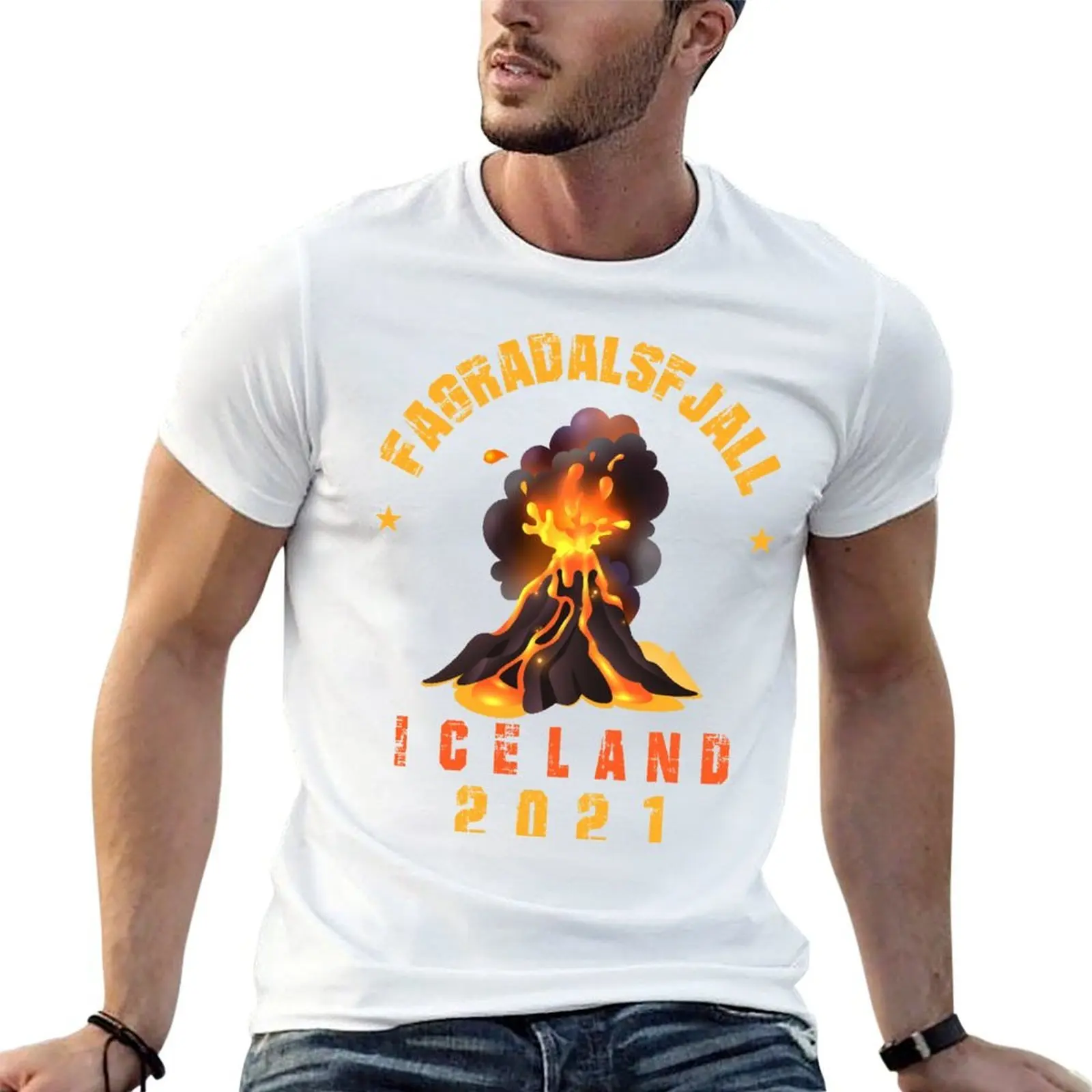 T-Shirt pour hommes, avec image de l'éruption volcanique d'Islande en 2021, t-shirt de créateur pour hommes