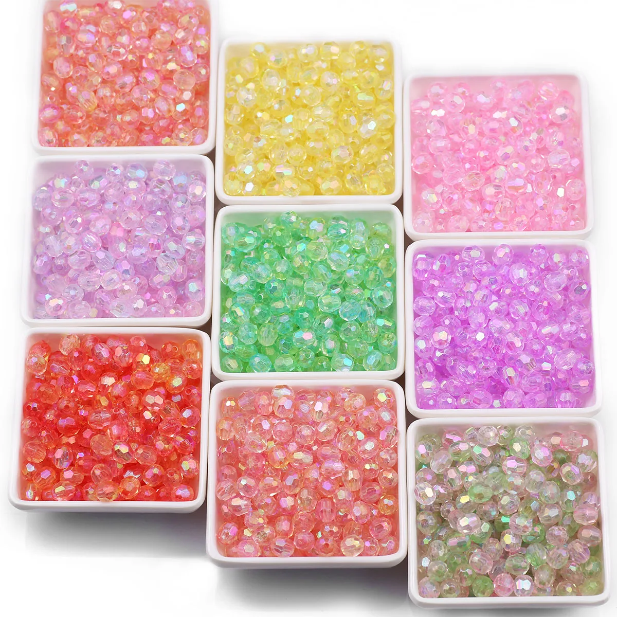 Acryl 8MM AB Farbe Facettierte Lose Perlen Spacer Perlen für Schmuck Machen Halsketten Armbänder DIY Erkenntnisse Zubehör