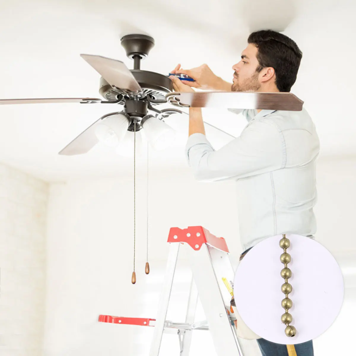 

Pull Wire Chain Set Metal On-off Portable Pull-chain The Ceiling Fan