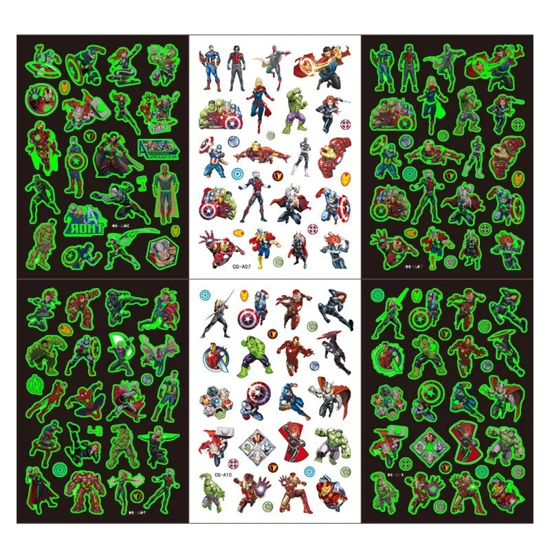 

The Avengers Super hero Theme Luminous Tattoo Sticker Spidey Children Arm Face Glowing Tattoo Children Body Art Tattoo