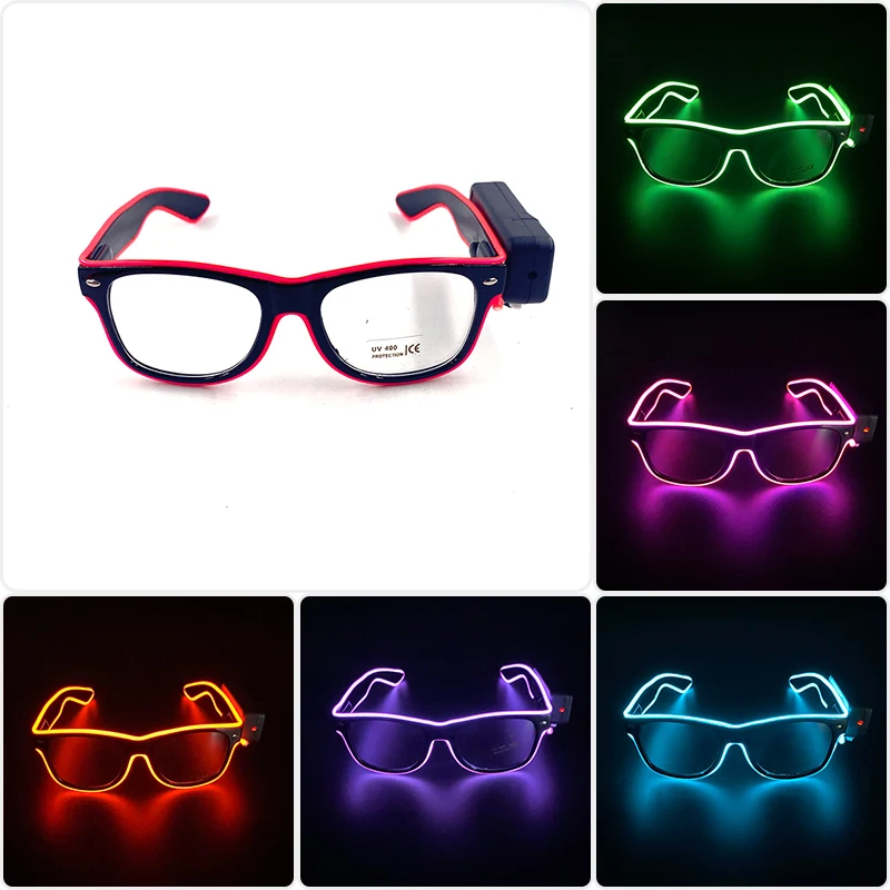 Wireless 10 Color Fluorescent Glasses NightClub Weddings Photo Prop Factory Outlet Led Sunglasses Fashion Outdoor Sunglasses