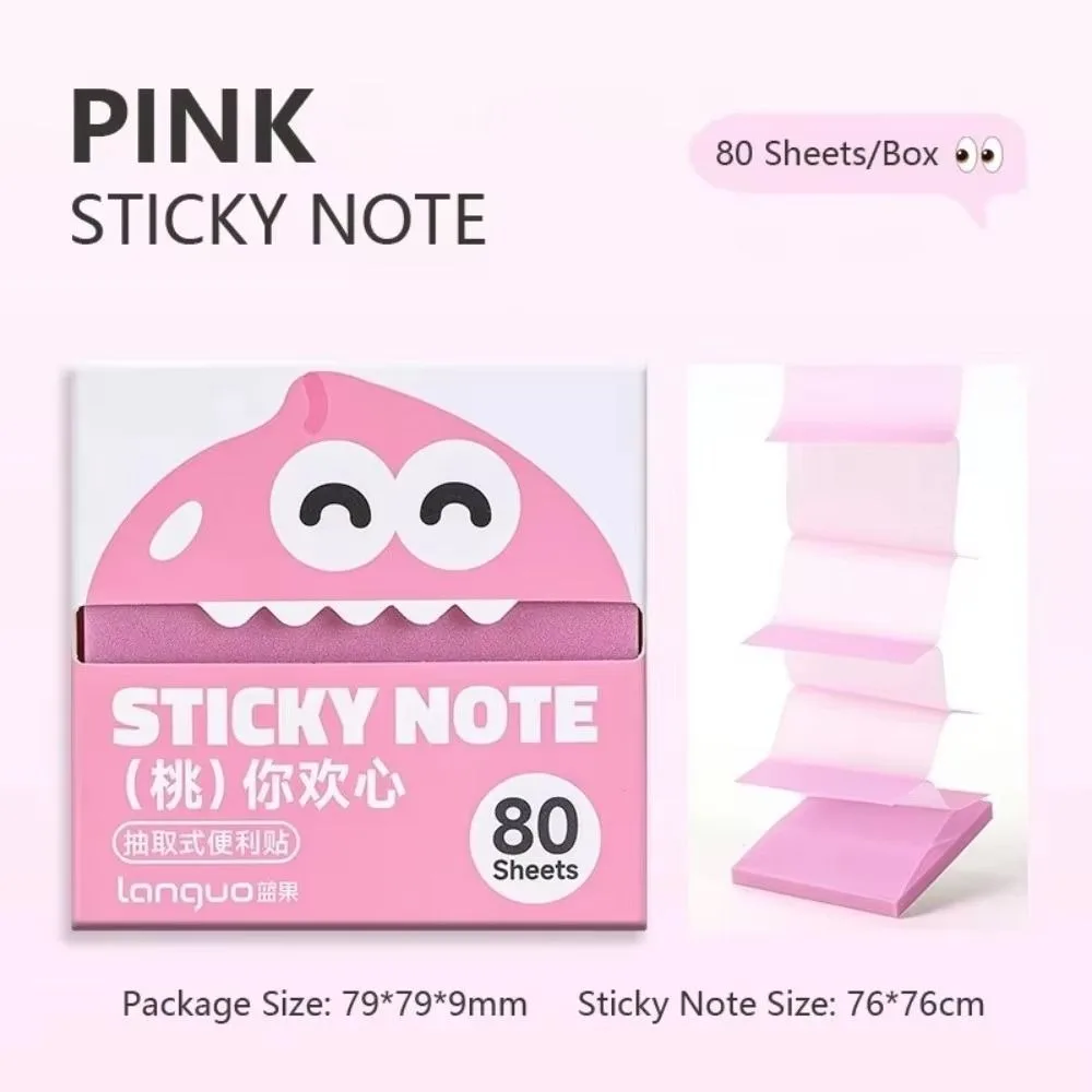 INS Kawaii Pull-out Sticky Notes Pearlescent Translucent Cartoon Notepads Roll Paper Type Adhesive Square Writing Pad Office