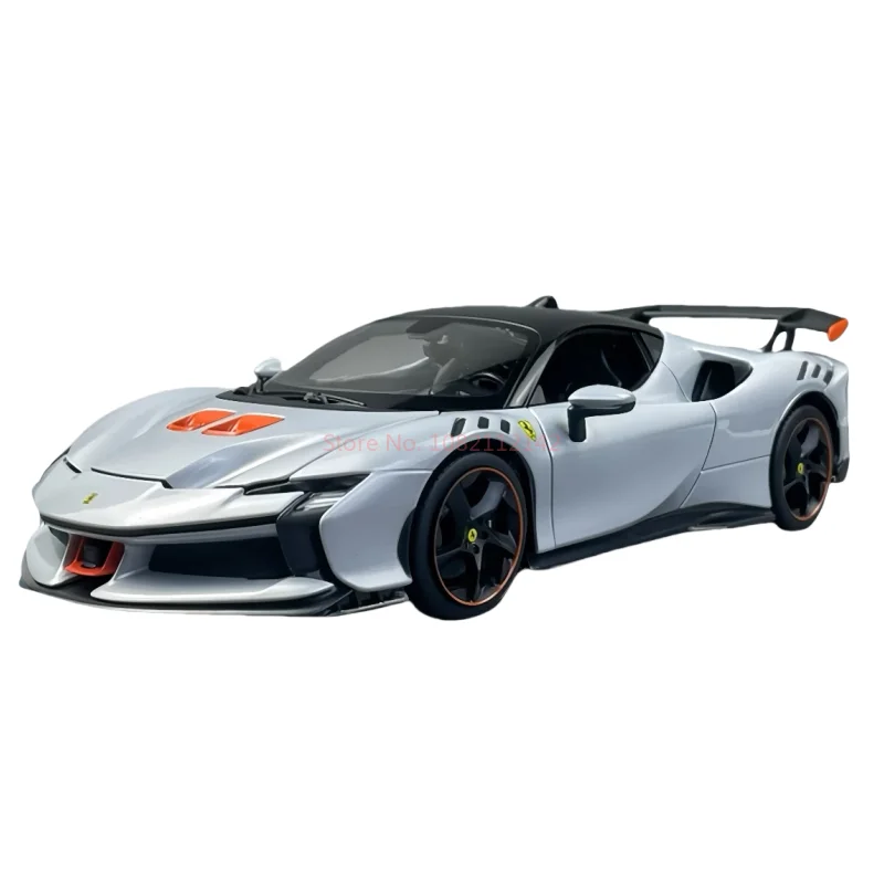 Original Bburago 1:18 Ferrari SF90 XX Stradale Bianco Automodell Legierung Miniaturdruckguss Modell Ferrari Sportwagen Modell Spielzeug Geschenke