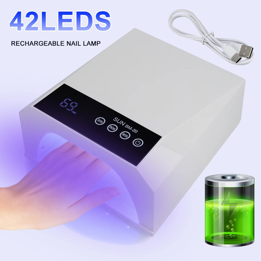 プロフェッショナル-uv-led-ネイルランプ-42led-充電式-usb-ネイルドライヤー-家庭用およびサロン用、ジェルポリッシュドライヤー、マニキュアペディキュアツール